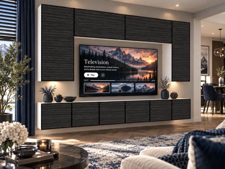 Obývacia stena Linea 300 cm TV/RTV čierna ebenové Výrobca IMP L Monroe 2/5/W/HK/0/0