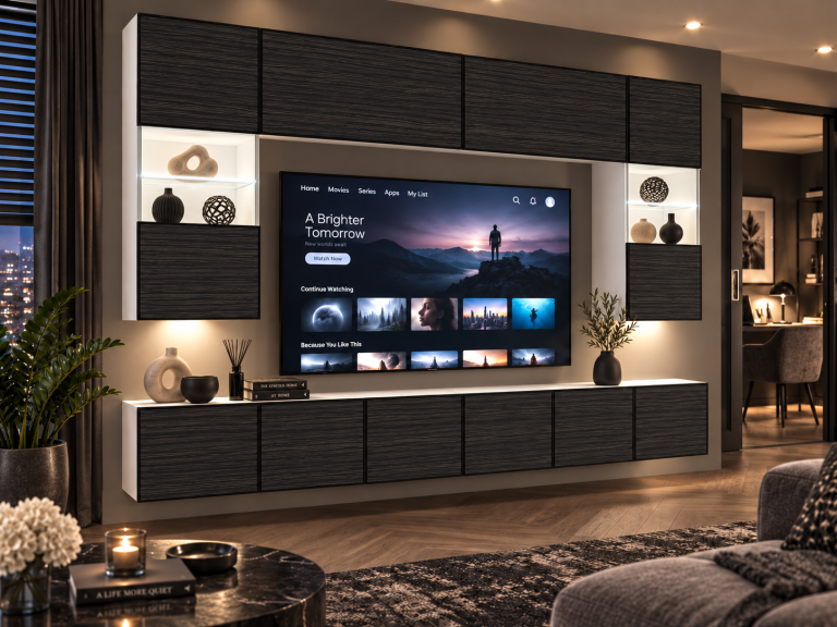Obývacia stena Linea 300 cm TV/RTV čierna ebenové Výrobca IMP L Nolan 1/5/W/HK/0/0