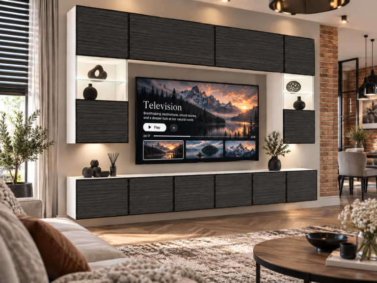 Obývacia stena Linea 300 cm TV/RTV čierna ebenové Výrobca IMP L Nolan 1/5/W/HK/0/0