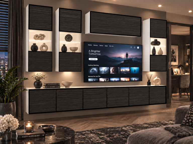 Obývacia stena Linea 300 cm TV/RTV čierna ebenové Výrobca IMP L Pacino 5/5/W/HK/0/0