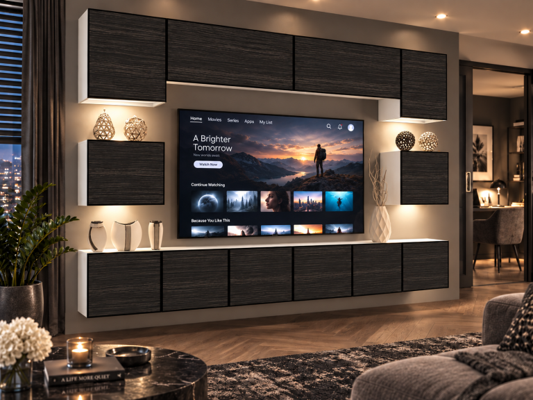 Obývacia stena Linea 300 cm TV/RTV čierna ebenové Výrobca IMP L Tarantino 3/5/W/HK/0/0