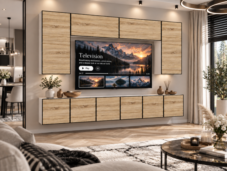 Obývacia stena Linea 300 cm TV/RTV dubová dub wotan dub sonoma Výrobca IMP L Monroe 2/5/W/DS/0/0