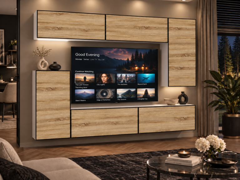 Obývacia stena Linea 250 cm TV/RTV dubová dub wotan dub sonoma Výrobca IMP L Woody 8/5/W/DS/0/0