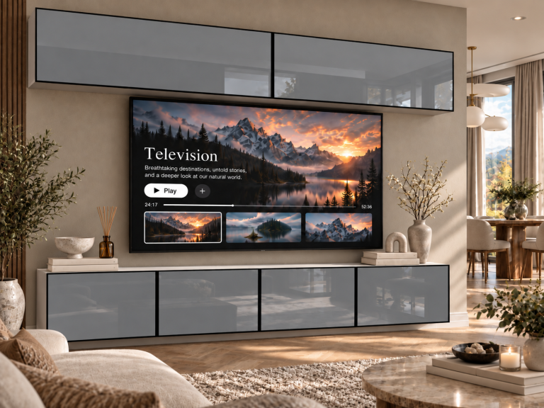 Obývacia stena Linea 200 cm TV/RTV sivá lesk Výrobca IMP L Brando 6/5/W/S/0/0