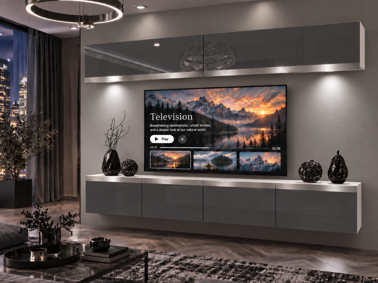 Obývacia stena Prestige 200 cm TV/RTV sivá lesk Výrobca IMP P Brando 6/5/W/S/0/0/SL