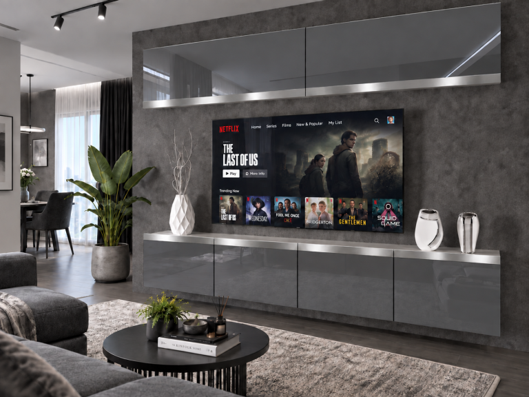 Obývacia stena Prestige 200 cm TV/RTV sivá lesk Výrobca IMP P Brando 6/5/W/S/0/0/SL