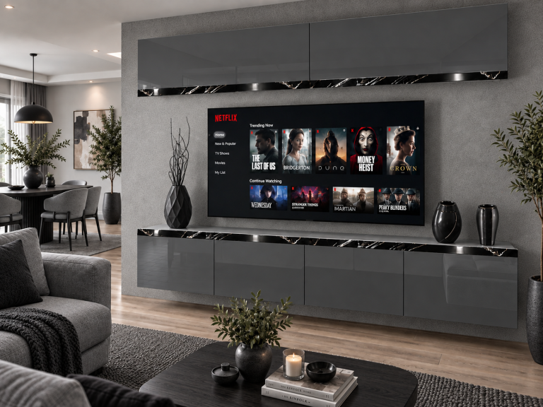 Obývacia stena Prestige 200 cm TV/RTV sivá lesk Výrobca IMP P Brando 6/5/W/S/0/0/CS