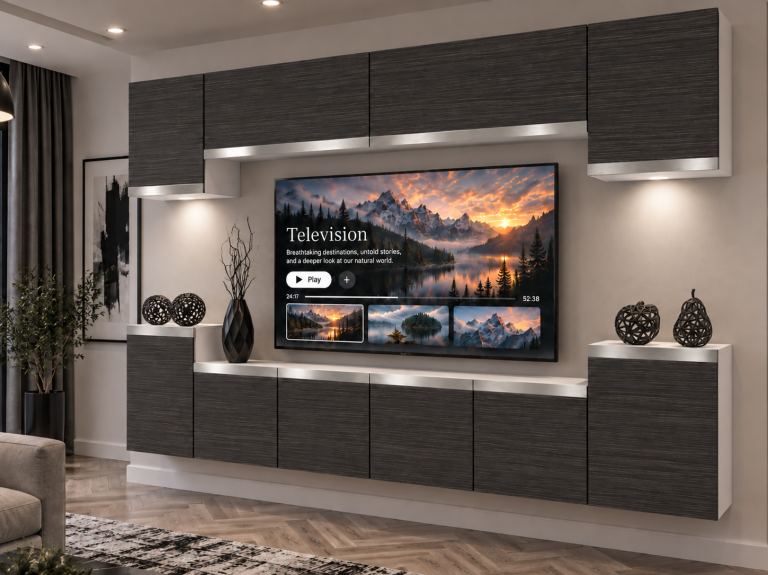 Obývacia stena Prestige 300 cm TV/RTV čierna ebenové Výrobca IMP P Hepburn 4/5/W/HK/0/0/SL