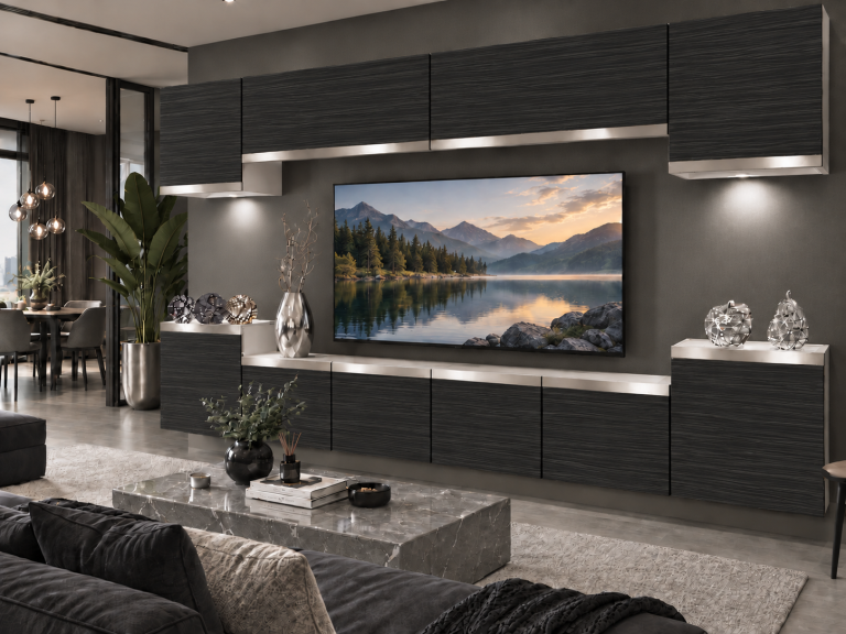Obývacia stena Prestige 300 cm TV/RTV čierna ebenové Výrobca IMP P Hepburn 4/5/W/HK/0/0/SL
