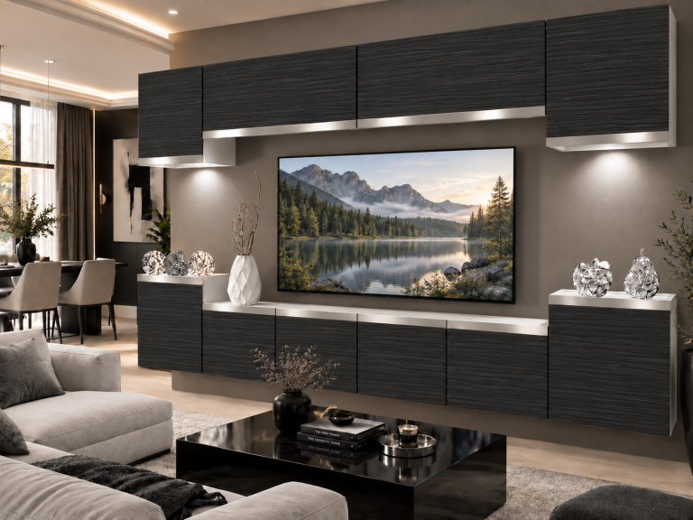 Obývacia stena Prestige 300 cm TV/RTV čierna ebenové Výrobca IMP P Hepburn 4/5/W/HK/0/0/SL