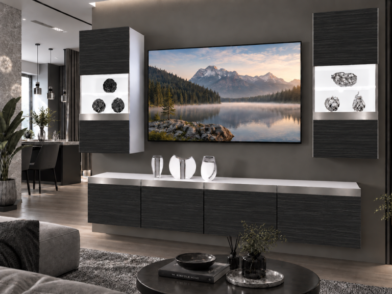 Obývacia stena Prestige 200 cm TV/RTV čierna ebenové Výrobca IMP P Keanu 7/5/W/HK/0/0/SL