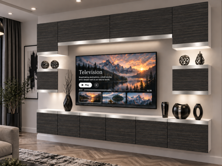 Obývacia stena Prestige 300 cm TV/RTV čierna ebenové Výrobca IMP P Tarantino 3/5/W/HK/0/0/SL