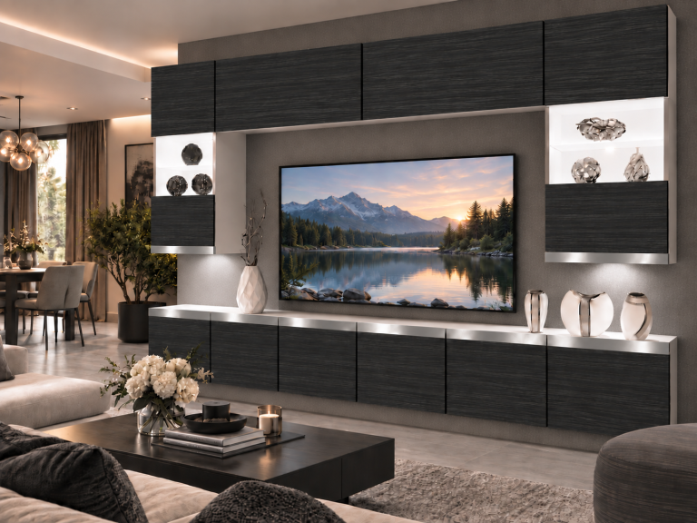Obývacia stena Prestige 300 cm TV/RTV čierna ebenové Výrobca IMP P1 Nolan 1/5/W/HK/0/0/SL