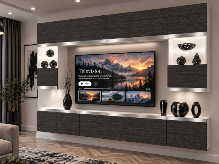 Obývacia stena Prestige 300 cm TV/RTV čierna ebenové Výrobca IMP P2 Nolan 1/5/W/HK/0/0/SL