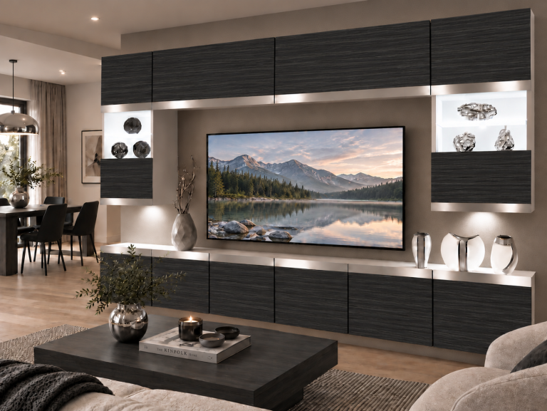 Obývacia stena Prestige 300 cm TV/RTV čierna ebenové Výrobca IMP P2 Nolan 1/5/W/HK/0/0/SL