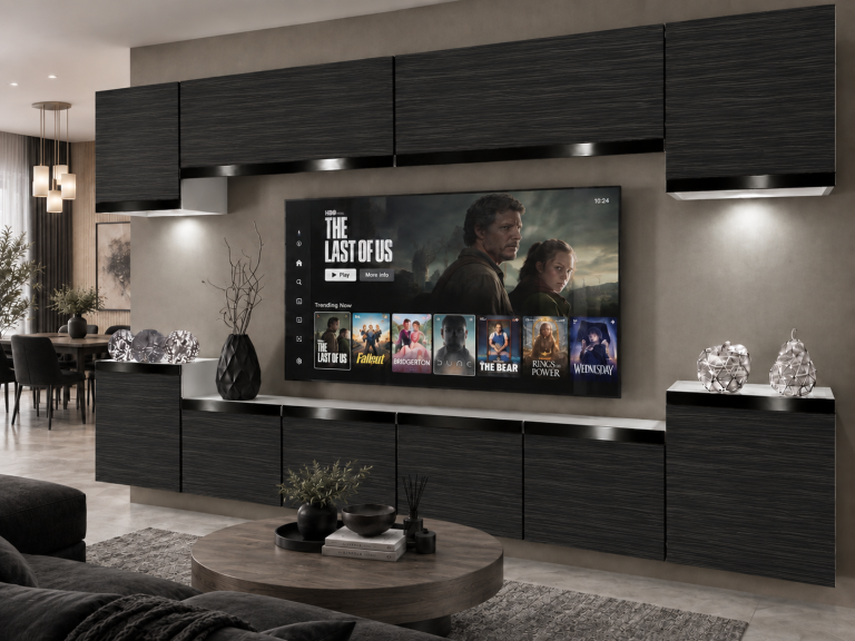 Obývacia stena Prestige 300 cm TV/RTV čierna ebenové Výrobca IMP P Hepburn 4/5/W/HK/0/0/CP