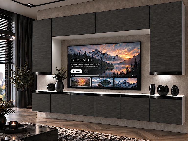 Obývacia stena Prestige 300 cm TV/RTV čierna ebenové Výrobca IMP P Monroe 2/5/W/HK/0/0/CP