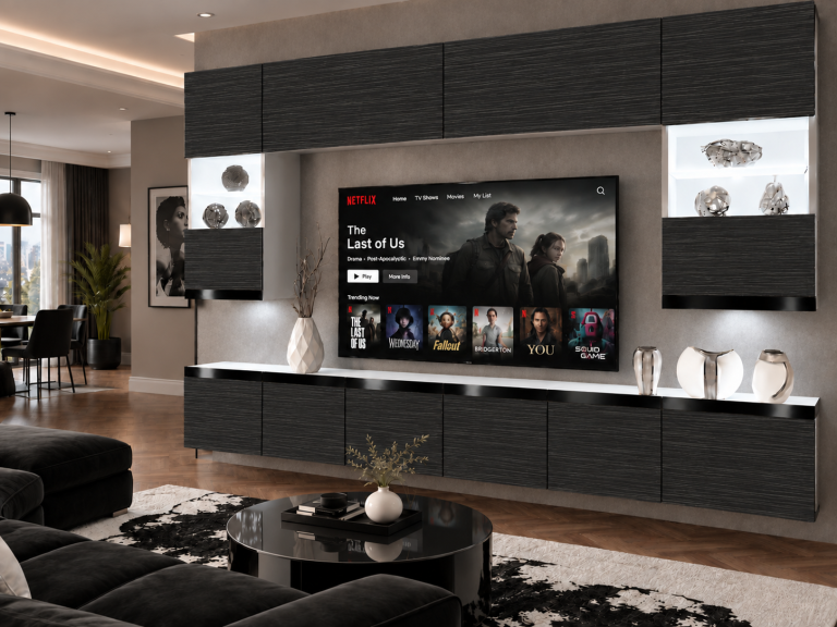 Obývacia stena Prestige 300 cm TV/RTV čierna ebenové Výrobca IMP P1 Nolan 1/5/W/HK/0/0/CP