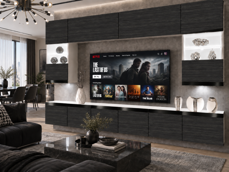 Obývacia stena Prestige 300 cm TV/RTV čierna ebenové Výrobca IMP P1 Nolan 1/5/W/HK/0/0/CP