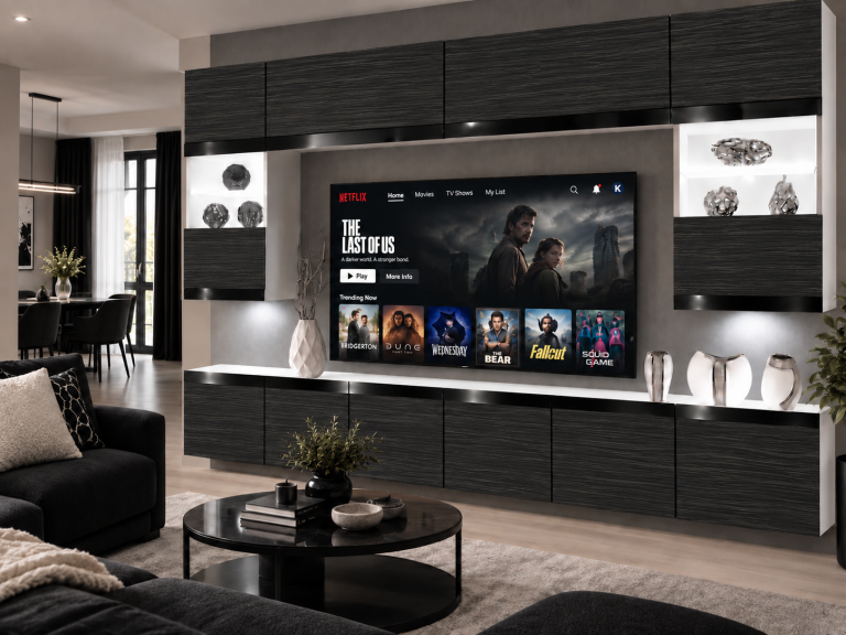Obývacia stena Prestige 300 cm TV/RTV čierna ebenové Výrobca IMP P2 Nolan 1/5/W/HK/0/0/CP