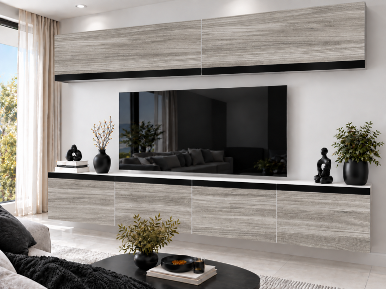 Obývacia stena Prestige 200 cm TV/RTV sivá antracit grafitová Výrobca IMP P Brando 6/5/W/GW1/0/0/CM