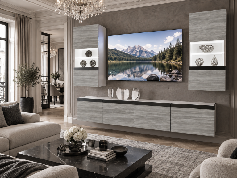Obývacia stena Prestige 200 cm TV/RTV sivá antracit grafitová Výrobca IMP P Keanu 7/5/W/GW1/0/0/CM