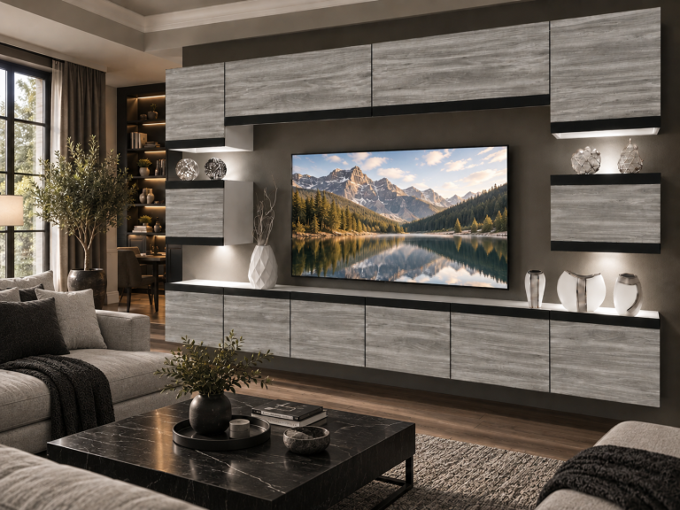 Obývacia stena Prestige 300 cm TV/RTV sivý antracit grafitový Výrobca IMP P Tarantino 3/5/W/GW1/0/0/CM
