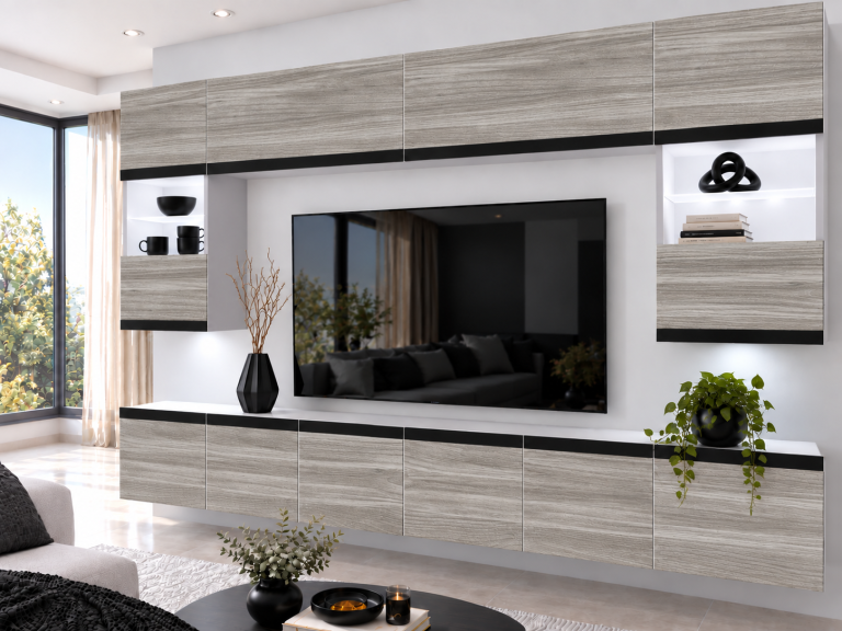 Obývacia stena Prestige 300 cm TV/RTV sivý antracit grafitový Výrobca IMP P2 Nolan 1/5/W/GW1/0/0/CM