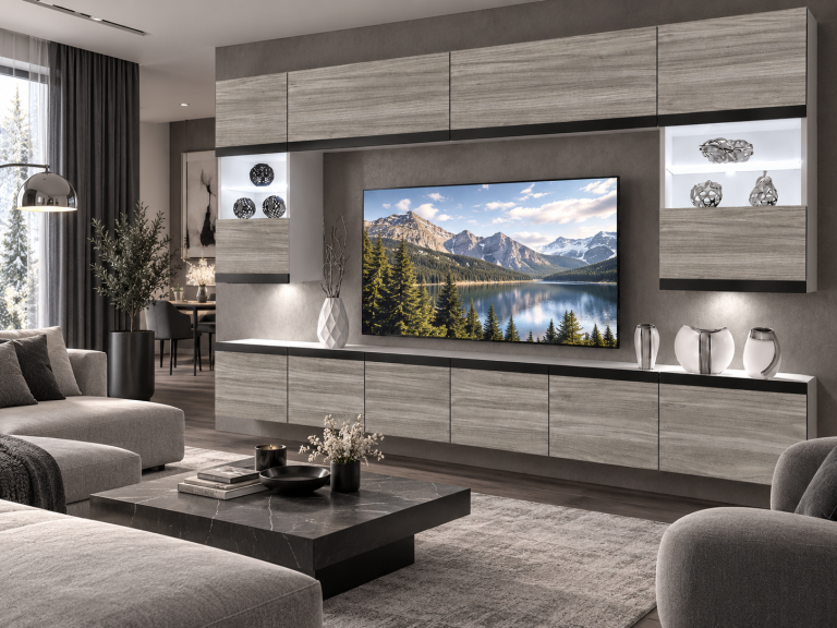 Obývacia stena Prestige 300 cm TV/RTV sivý antracit grafitový Výrobca IMP P2 Nolan 1/5/W/GW1/0/0/CM