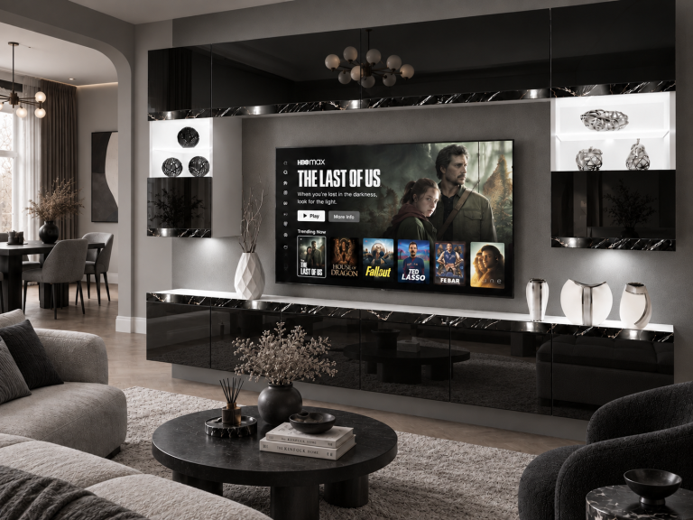 Obývacia stena Prestige 300 cm TV/RTV čierna lesk Výrobca IMP P2 Nolan 1/5/W/B/0/0/CS