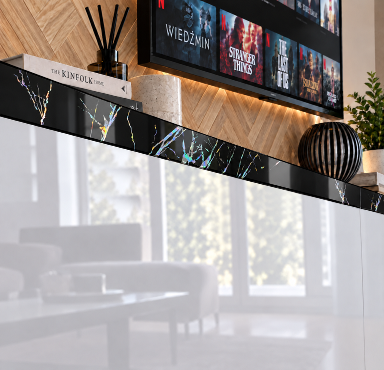 Obývacia stena Prestige 300 cm TV/RTV čierna lesk Výrobca IMP P Monroe 2/5/W/B/0/0/CS