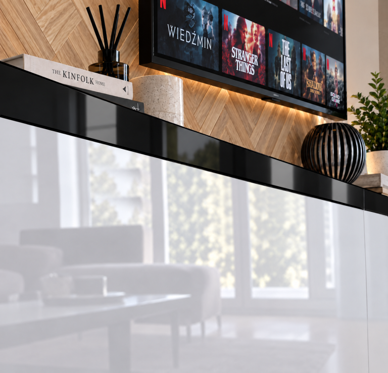 Obývacia stena Prestige 200 cm TV/RTV čierna ebenové Výrobca IMP P Keanu 7/5/W/HK/0/0/CP