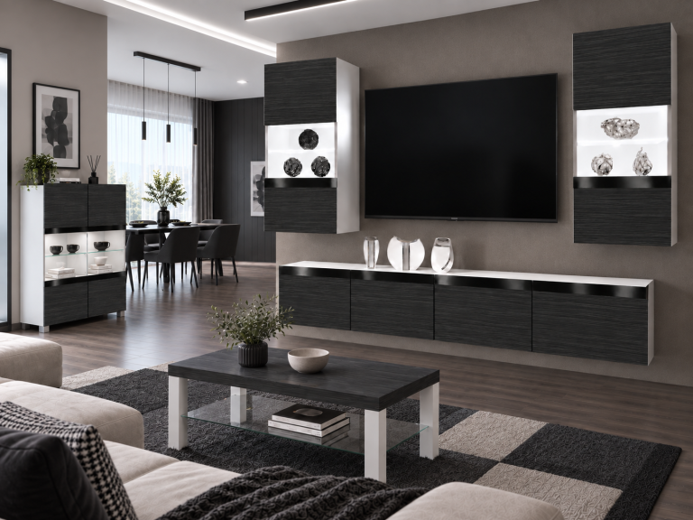 Obývacia stena Prestige 200 cm TV/RTV čierna ebenové Výrobca IMP P Keanu 7/5/W/HK/0/0/CP