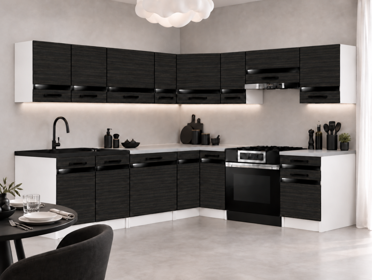 Meble kuchenne Prestige 420 cm heban królewski z blatem Producent TOR P Gustav/0/WT/HK/0/A1/CP