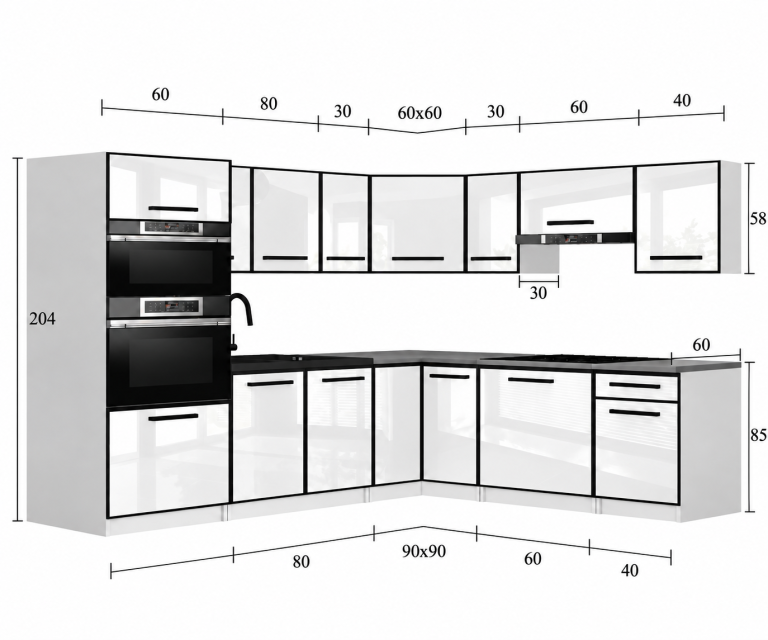 Meble kuchenne Linea 420 cm glamour wood z blatem Producent TOR L Diego/0/WT/GW1/0/A1