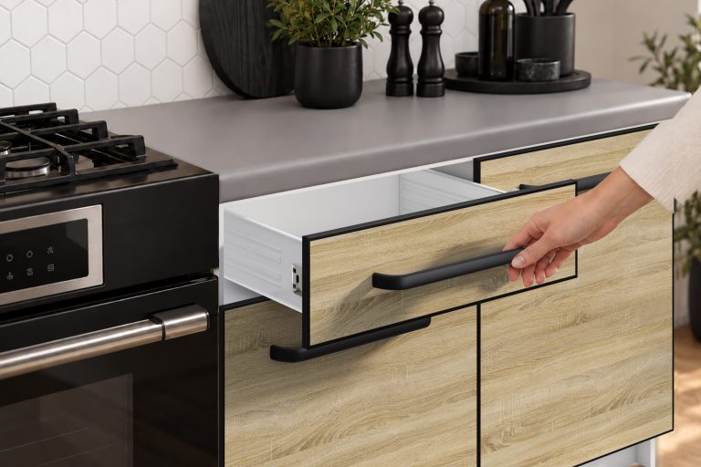 Meble kuchenne Linea 420 cm dąb sonoma bez blatu Producent TOR L Gustav/0/WT/DS/BB/A1