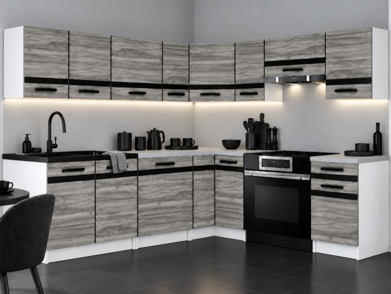 Meble kuchenne Prestige 420 cm gamour wood z blatem Producent TOR P Gustav/0/WT/GW1/0/A1/CM