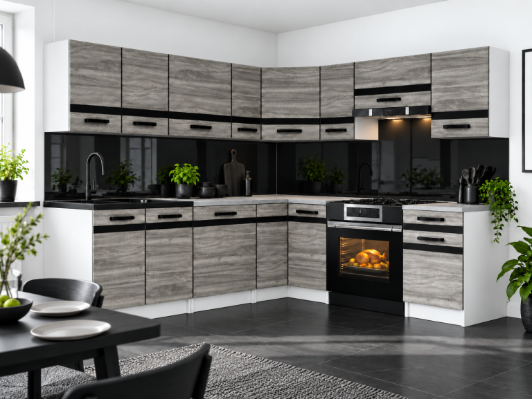 Meble kuchenne Prestige 420 cm gamour wood z blatem Producent TOR P Gustav/0/WT/GW1/0/A1/CM