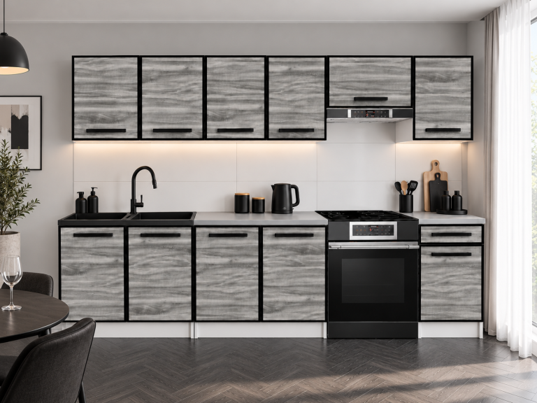 Meble kuchenne Linea 260 cm glamour wood bez blatu Producent TOR L Frida/0/WT/GW1/BB/A1