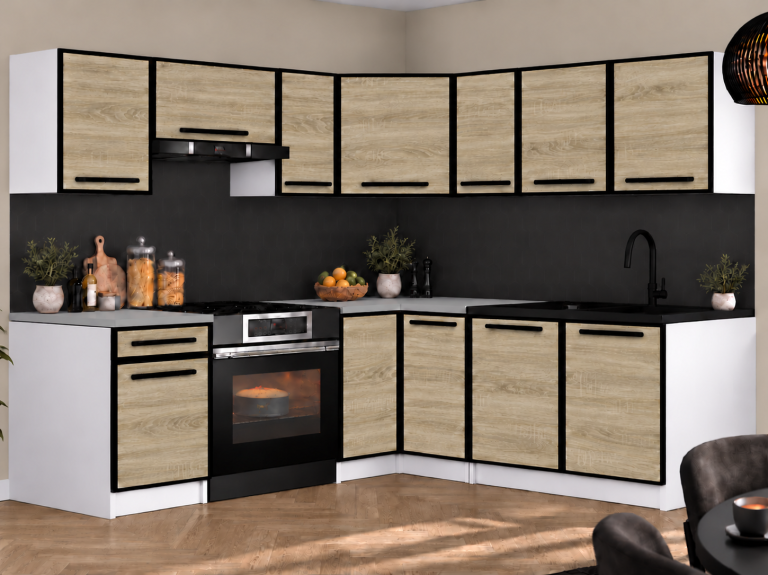 Meble kuchenne Linea 360 cm dąb sonoma bez blatu Producent TOR L Pablo/0/WT/DS/BB/A1