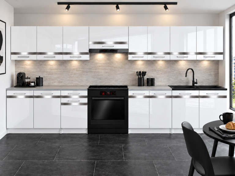Meble kuchenne Prestige 320 cm biały połysk z blatem Producent INF P Vincent/0/WT/W/0/C1/SL