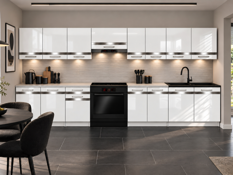 Meble kuchenne Prestige 320 cm biały połysk z blatem Producent INF P Vincent/0/WT/W/0/C1/SL