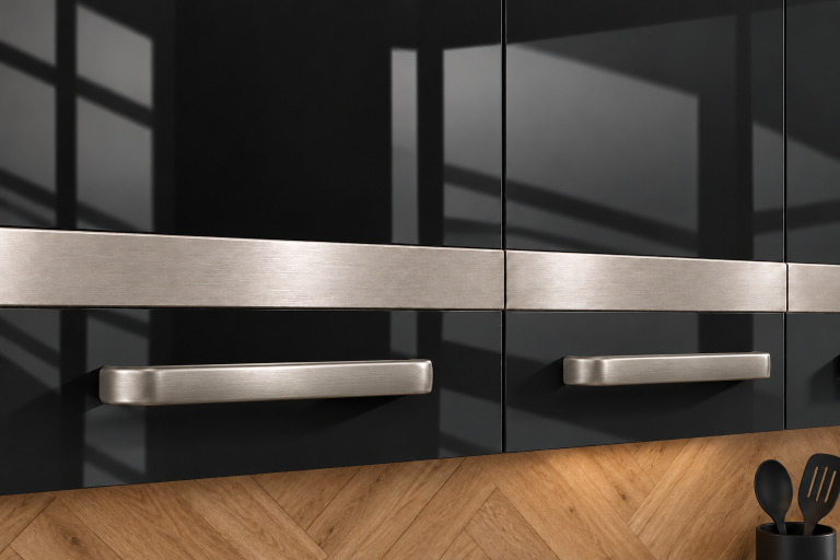 Meble kuchenne Prestige 180 cm czarny połysk bez blatu Producent INF P Leonardo/0/WT/B/BB/C1/SL