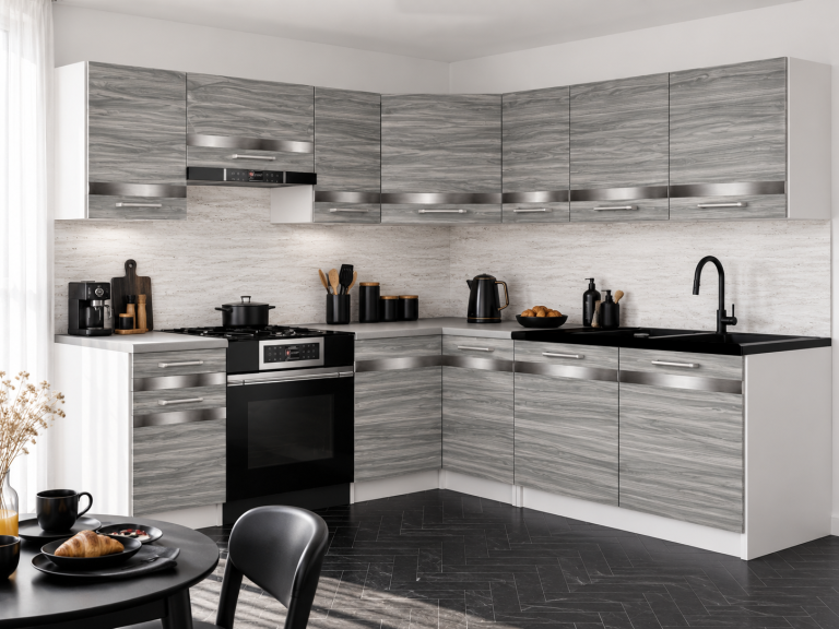 Meble kuchenne Prestige 360 cm glamour wood z blatem Producent TOR P Pablo/0/WT/GW1/0/C1/SL