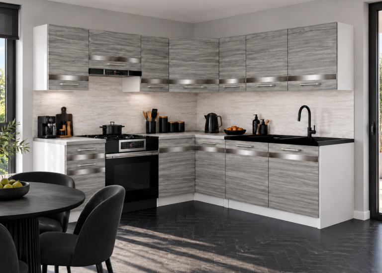 Meble kuchenne Prestige 360 cm glamour wood z blatem Producent TOR P Pablo/0/WT/GW1/0/C1/SL