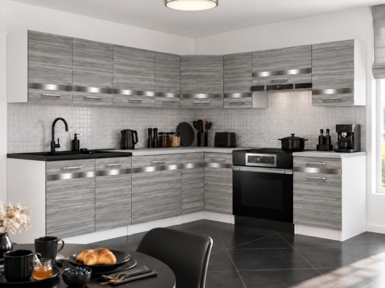 Meble kuchenne Prestige 420 cm glamour wood z blatem Producent TOR P Gustav/0/WT/GW1/0/C1/SL