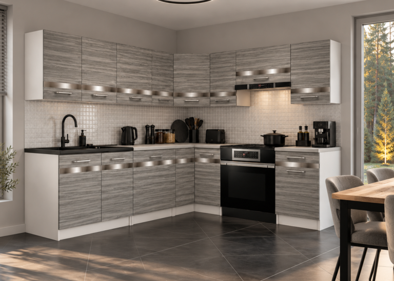 Meble kuchenne Prestige 420 cm glamour wood z blatem Producent TOR P Gustav/0/WT/GW1/0/C1/SL