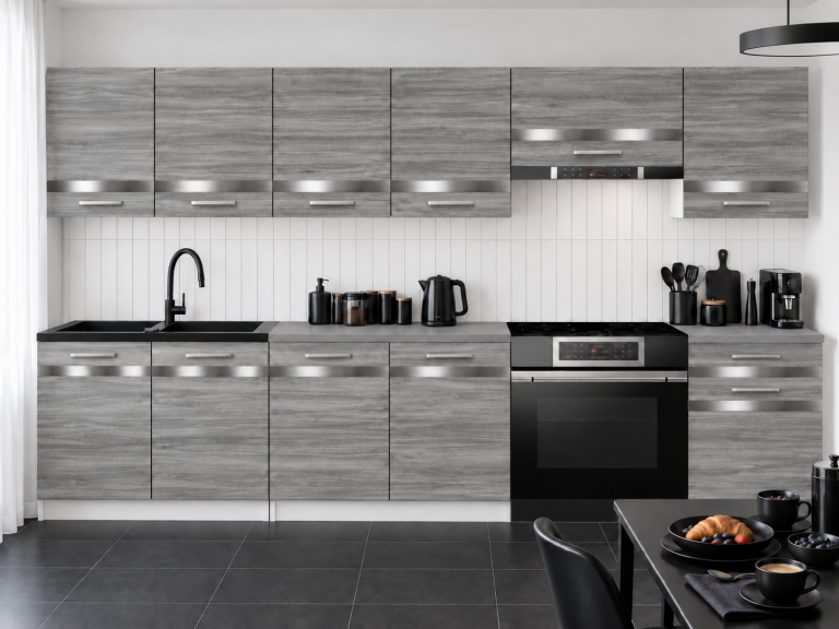 Meble kuchenne Prestige 260 cm glamour wood bez blatu Producent TOR P Frida/0/WT/GW1/BB/C1/SL