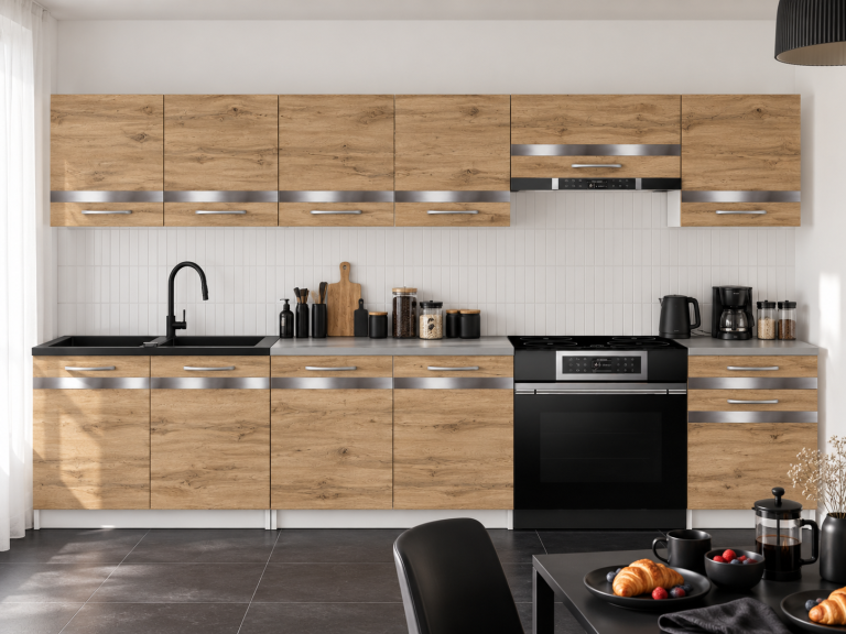 Meble kuchenne Prestige 260 cm dąb wotan bez blatu Producent TOR P Frida/0/WT/DW/BB/C1/SL